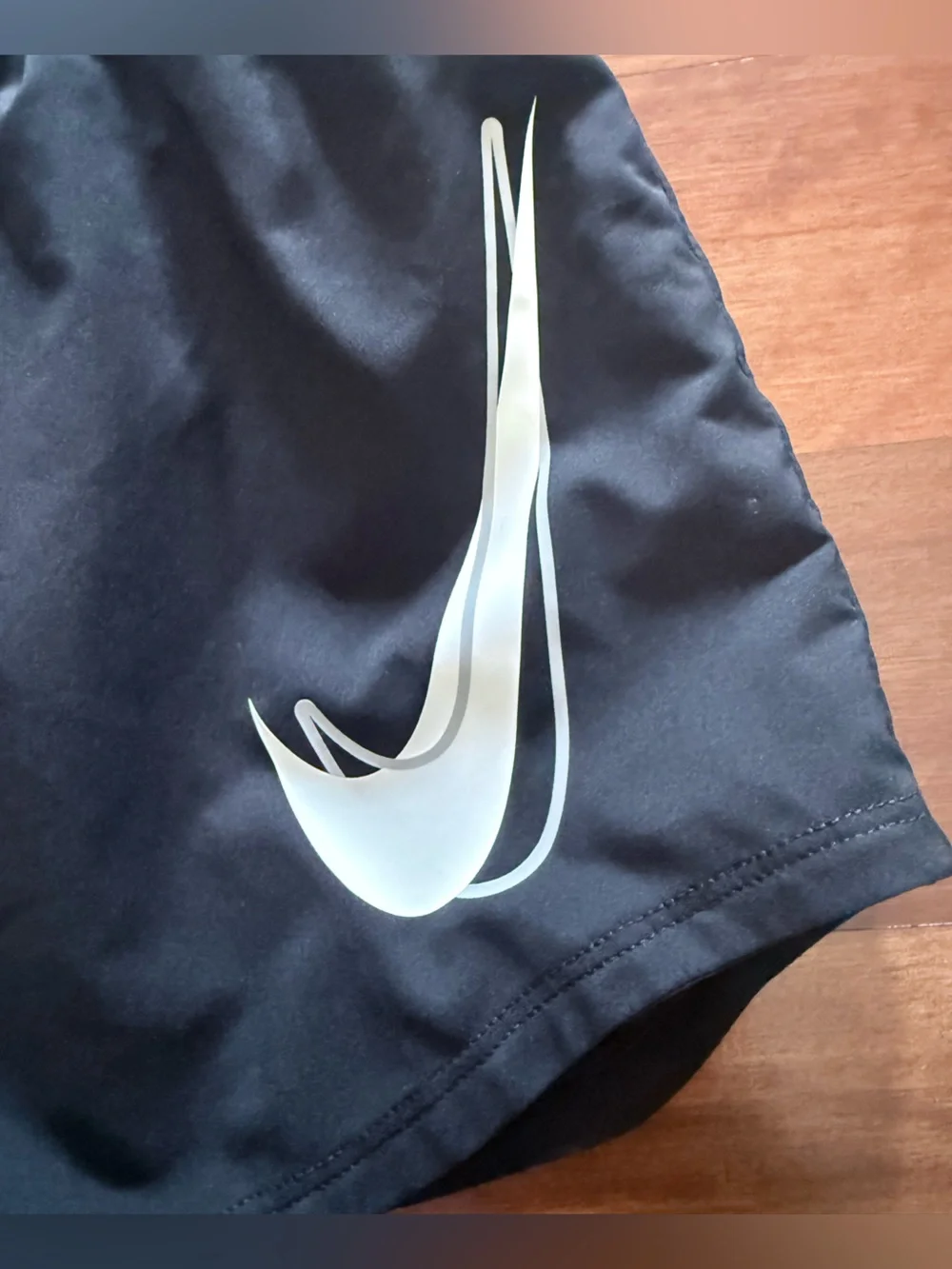 Nike Women’s Black Athletic Shorts with White Swoosh - Picture 2 of 5
